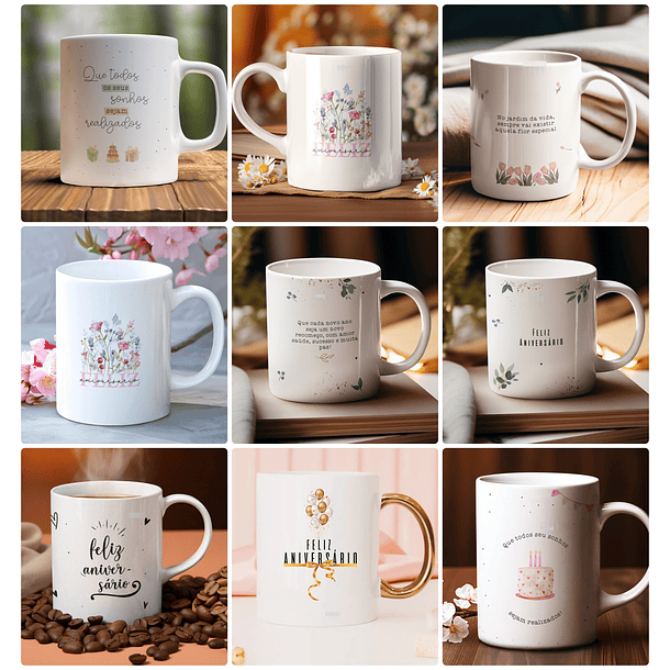 19 Artes para Caneca Aniversário Arquivo Editável 2