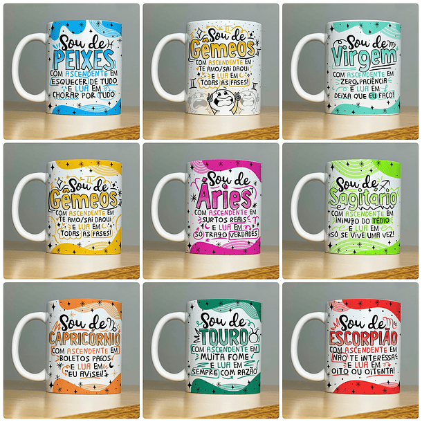 60 Artes para Caneca Signos Arquivo em Jpg 4