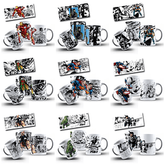 22 Artes para Caneca Super Herois Filmes Arquivo Editável 