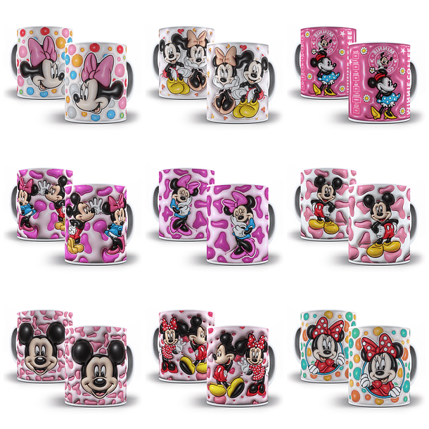 35 Artes para Caneca Mickey e Minnie Inflados Arquivo em Jpg  3