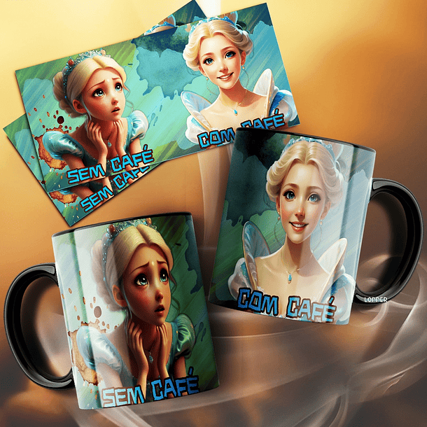 10 Artes para Caneca Com Café e Sem Café Personagens Arquivo Editável  8