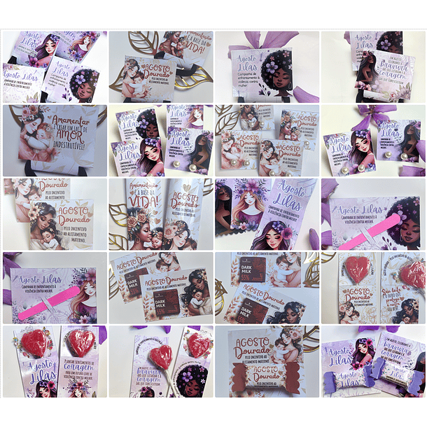 Arquivos de Corte Prontos Agosto Lilás e Dourado em Png 1