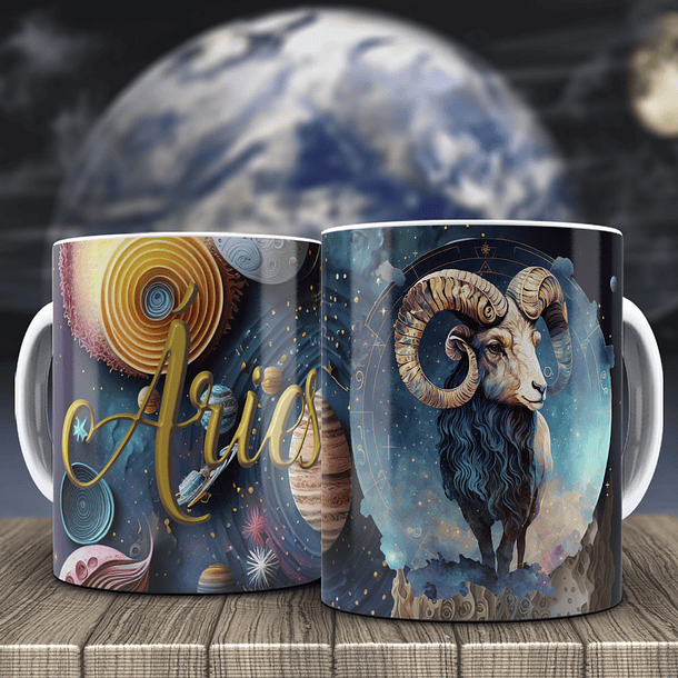 12 Artes para Caneca Signos 3d Arquivo Editável 3