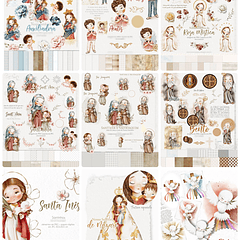 Kit Digital Santinhos em Aquarela Arquivos em Png  