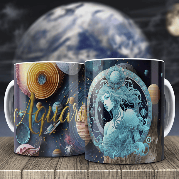 12 Artes para Caneca Signos 3d Arquivo Editável 10