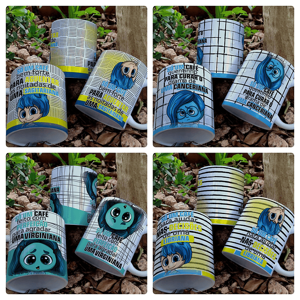 12 Artes para Caneca Divertidamente Café Signos Arquivo Editável 1