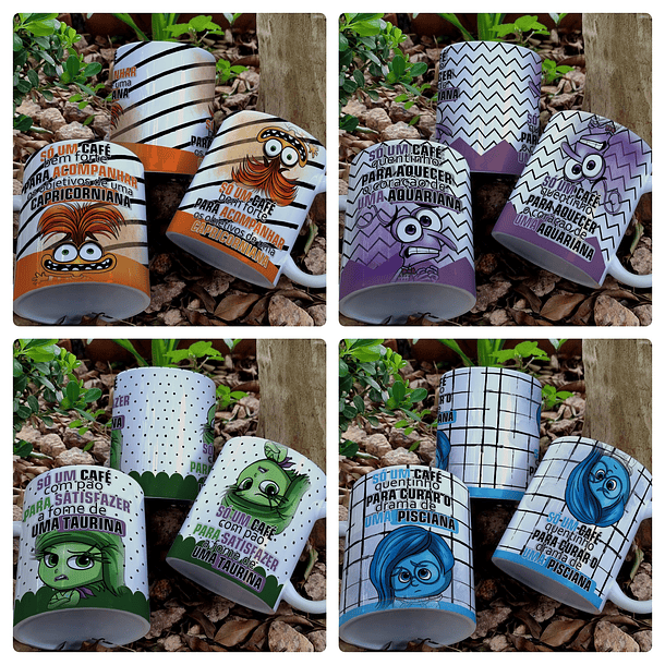 12 Artes para Caneca Divertidamente Café Signos Arquivo Editável 3