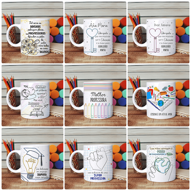 20 Artes para Canecas Dia dos Professores em Linhas Arquivo em Jpg  3