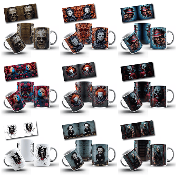 50 Artes para Caneca Filme Terror 3d Arquivo em Png 3