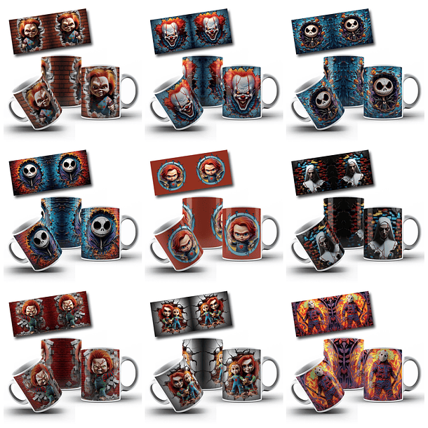 50 Artes para Caneca Filme Terror 3d Arquivo em Png 5