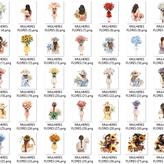 Kit Digital Mulheres Flores Floral em Png