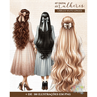 Kit Digital Mulher de Cabelos Compridos em Png   3