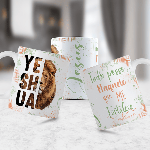 12 Artes para Caneca Jesus Leão de Judá 2.0 Arquivo Editável  5