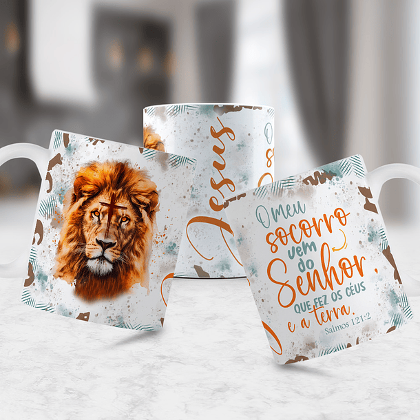 12 Artes para Caneca Jesus Leão de Judá 2.0 Arquivo Editável  8