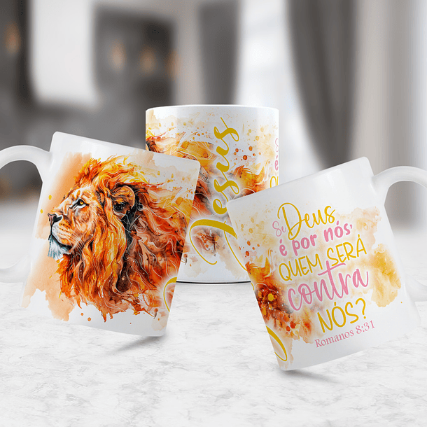 12 Artes para Caneca Jesus Leão de Judá 2.0 Arquivo Editável  12