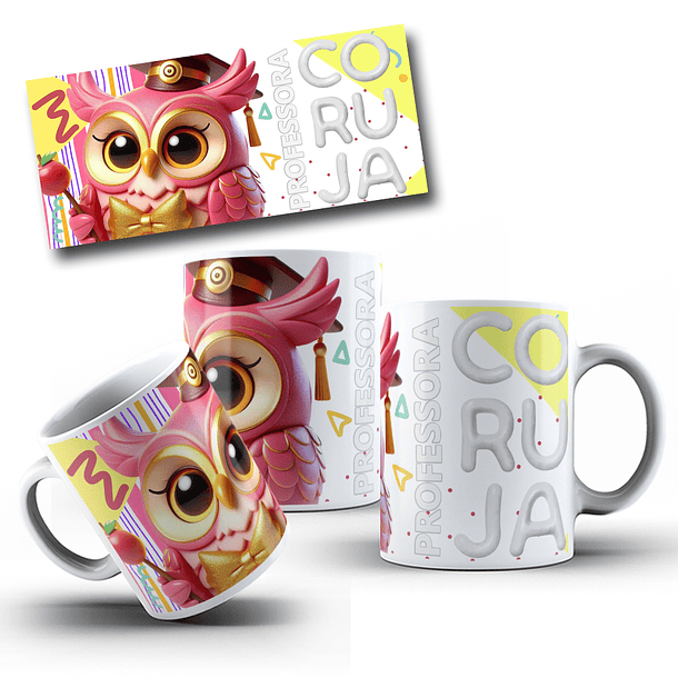 5 Artes Caneca Dia dos Professores Coruja Arquivo Editável 1