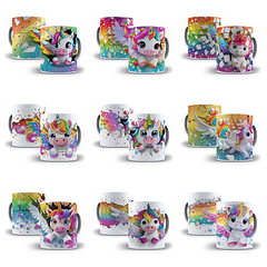 20 Artes para Canecas Unicornio 3d Arquivo em Jpg