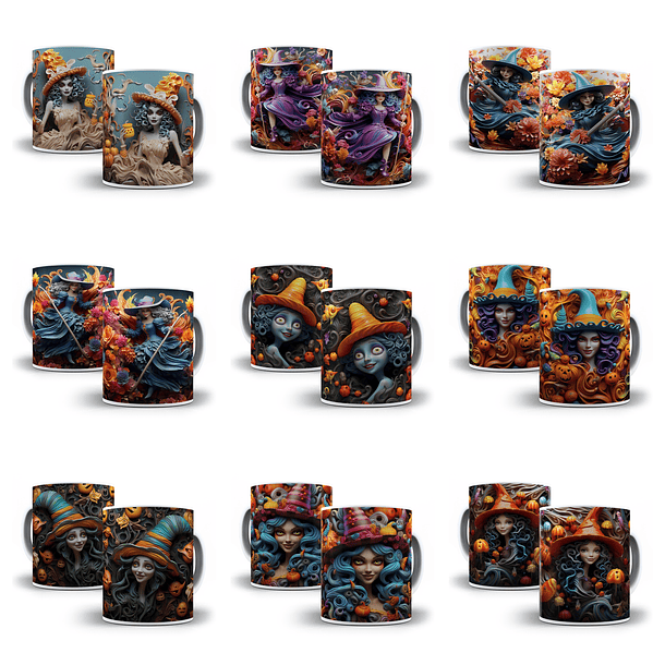 28 Artes para Canecas Bruxinhas 3d Arquivo Jpg   3