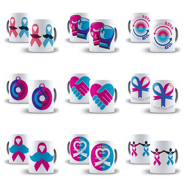 30 Artes para Canecas Outubro Rosa Arquivo Png  2
