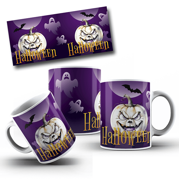 6 Artes para Caneca Abobora Halloween Arquivo Editável 2