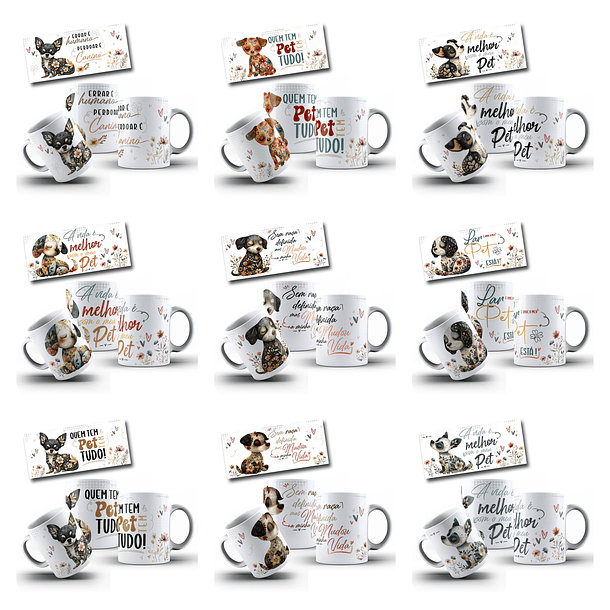 40 Artes para Canecas e Camisas Pets Doguinhos Arquivo em Png  2