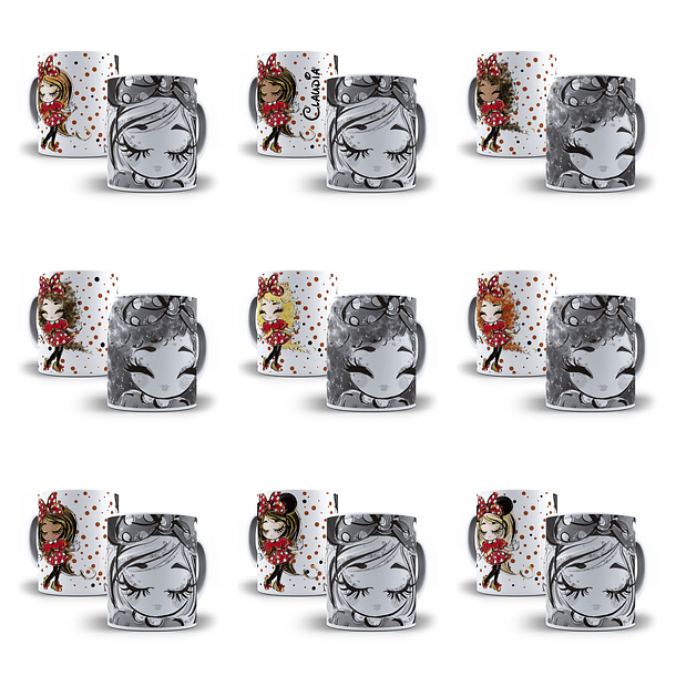 13 Artes para Caneca Menina Minnie Arquivo Editável
