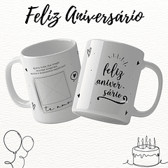 16 Artes para Caneca Feliz Aniversário Arquivo Editável