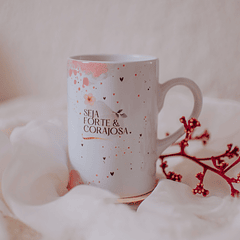 Arte para Caneca Leão de Judá Pink Seja Forte e Corajosa Arquivo em Jpg  