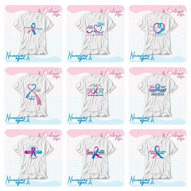 22 Artes para Camisa e Caneca Outubro Rosa e Novembro Azul Arquivo Editável 1