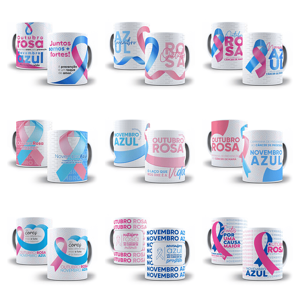 22 Artes para Camisa e Caneca Outubro Rosa e Novembro Azul Arquivo Editável 2