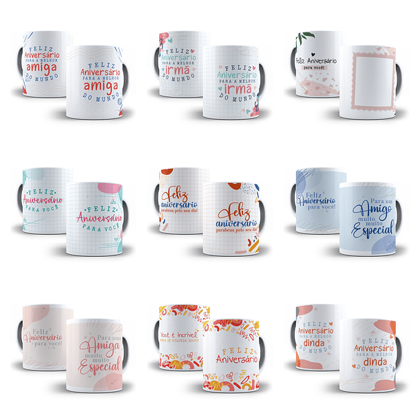 24 Artes para Caneca Aniversário Arquivo Editável 1