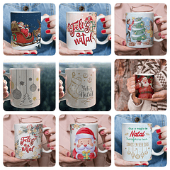 15 Artes para Caneca Natal Papai Noel Arquivo em Jpg