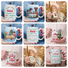 15 Artes para Caneca Natal Papai Noel Arquivo em Jpg