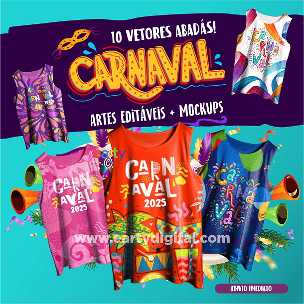 10 Artes Modelo de Abada Carnaval Bloco Arquivo Editável Vetor Abadás Template 1