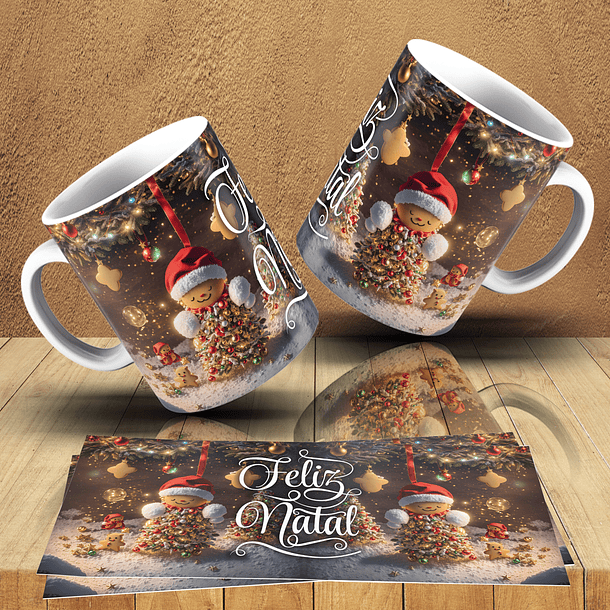 8 Artes para Caneca Natal Biscoitos de Gengibre Arquivo Editável 1