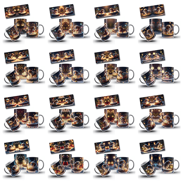16 Artes para Caneca Cachorrinho Natal Arquivo em Png