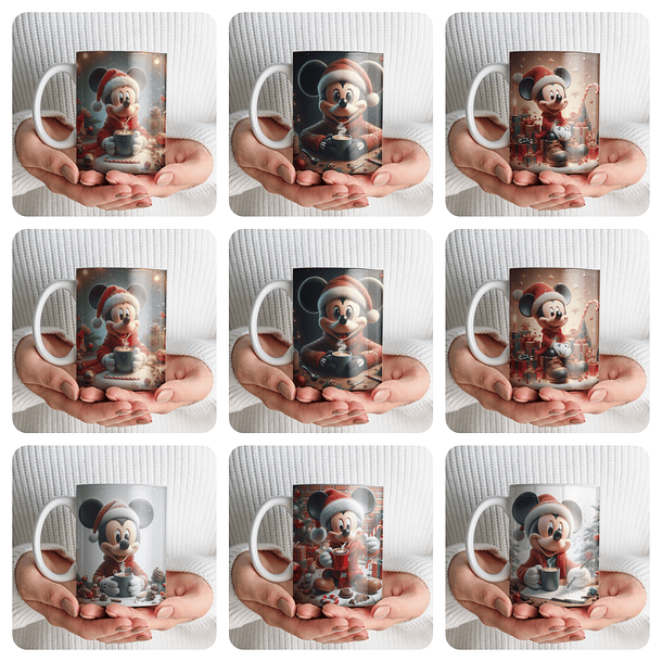 16 Artes para Caneca Mickey 3D Natal Arquivo em Png  2