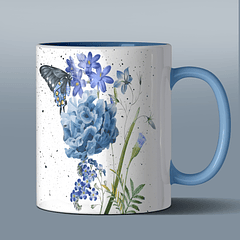 26 Artes para Caneca Alfabeto Flores Azul Arquivo Editável