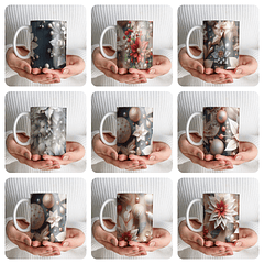 36 Artes para Caneca Natal Floral 3d Arquivo em Jpg 