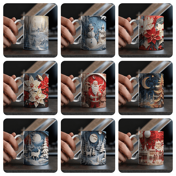 120 Artes para Caneca Natal 3D  Arquivo em Jpg  6