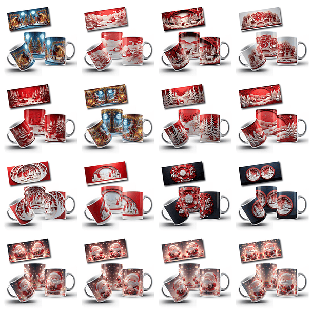 107 Artes para Caneca Papai Noel 3D Arquivo em Jpg 8