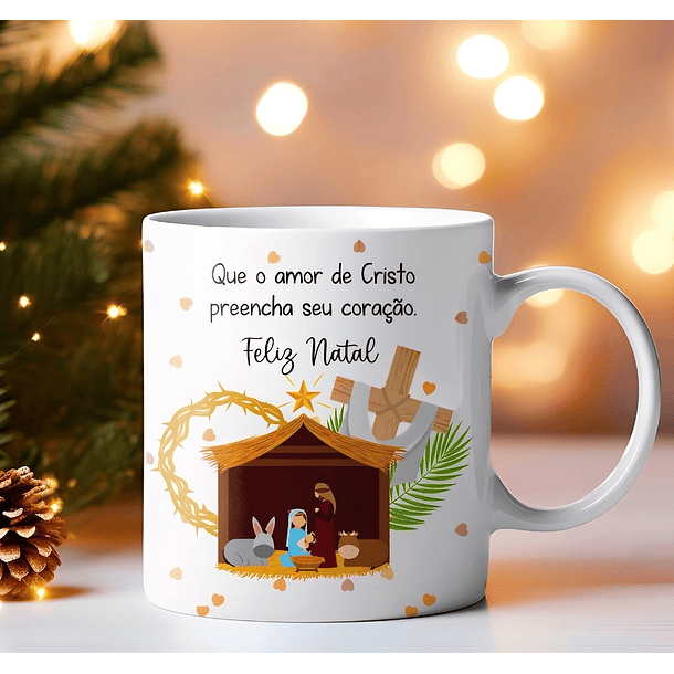 Arte Caneca Que o amor de Cristo preencha seu coração Feliz Natal Arquivo em Jpg