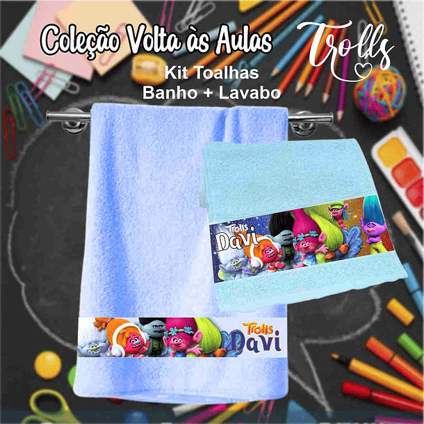 12 Artes para Caneca, Toalhinha e Squeeze Escolar Trolls Arquivo Editável 23