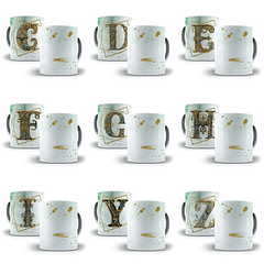 26 Artes para Caneca Alfabeto Dourado Arquivo em Jpg