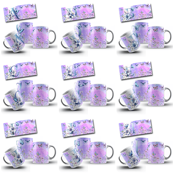 26 Artes para Caneca Alfabeto Borboletas Arquivo em Jpg 2
