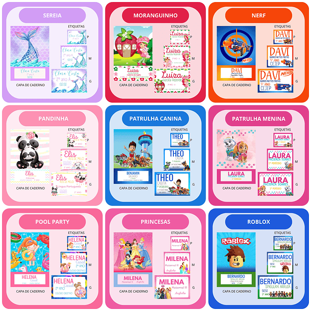 Mega Combo Etiquetas Escolares Completo em Png 7