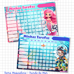 10 Artes para Quadro de Tarefas Diárias Filhos Personagens Arquivo em Jpg