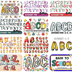 20 Modelos de Alfabetos Volta as Aulas Arquivo em Png