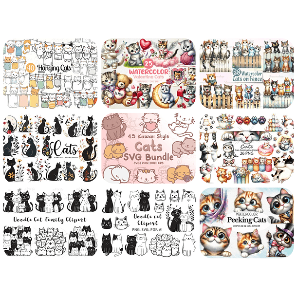 Kit Digital Gatinhos em Png 1