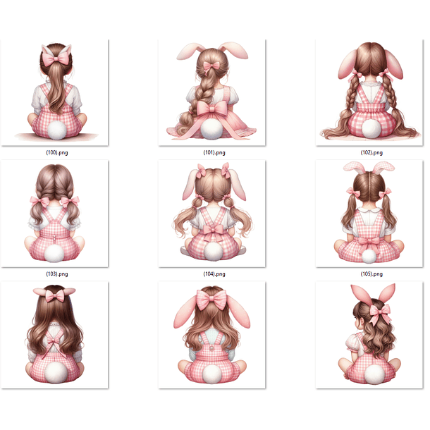 Kit Digital Mulheres e Meninas de Costas em Png 3